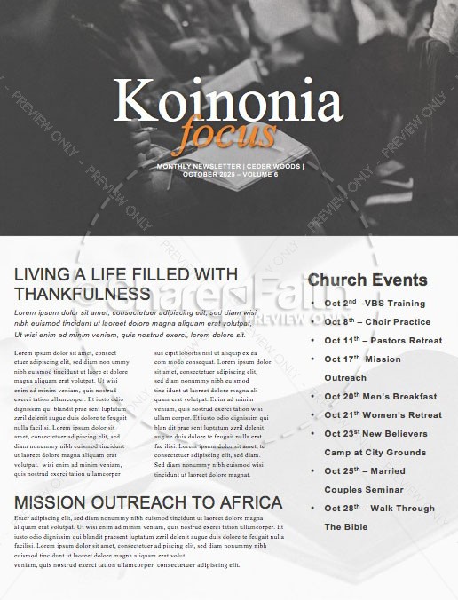We Love Our Pastors Service Newsletter Template Thumbnail Showcase