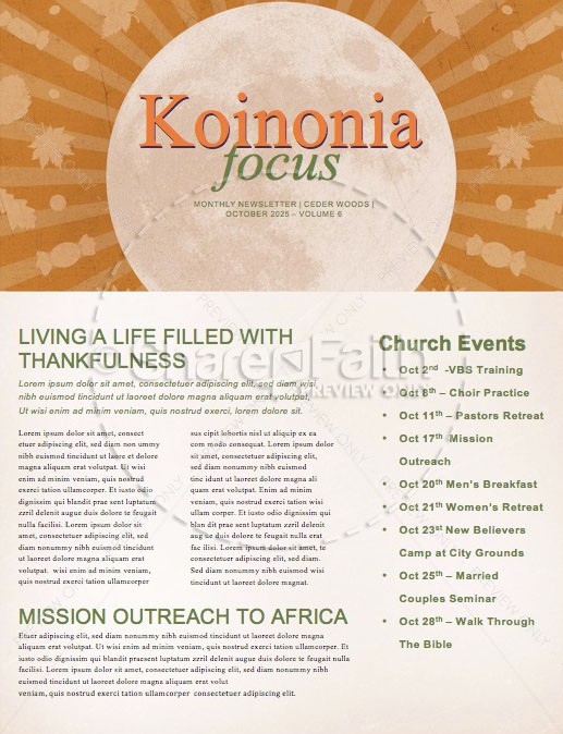 Fall Festival Pumpkin Church Newsletter Thumbnail Showcase