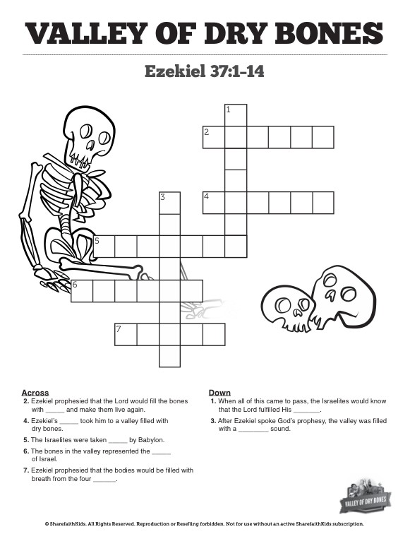 Ezekiel 37 Valley of Dry Bones Sunday School Crossword Puzzles Thumbnail Showcase
