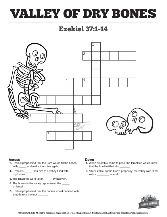 Ezekiel 37 Valley of Dry Bones Sunday School Crossword Puzzles Clover