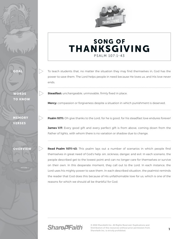 Psalm 107 Song of Thanksgiving Curriculum Thumbnail Showcase
