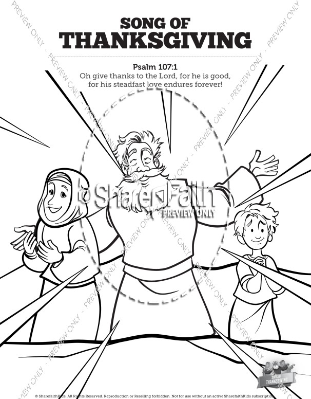Psalm 107 Song of Thanksgiving Sunday School Coloring Pages