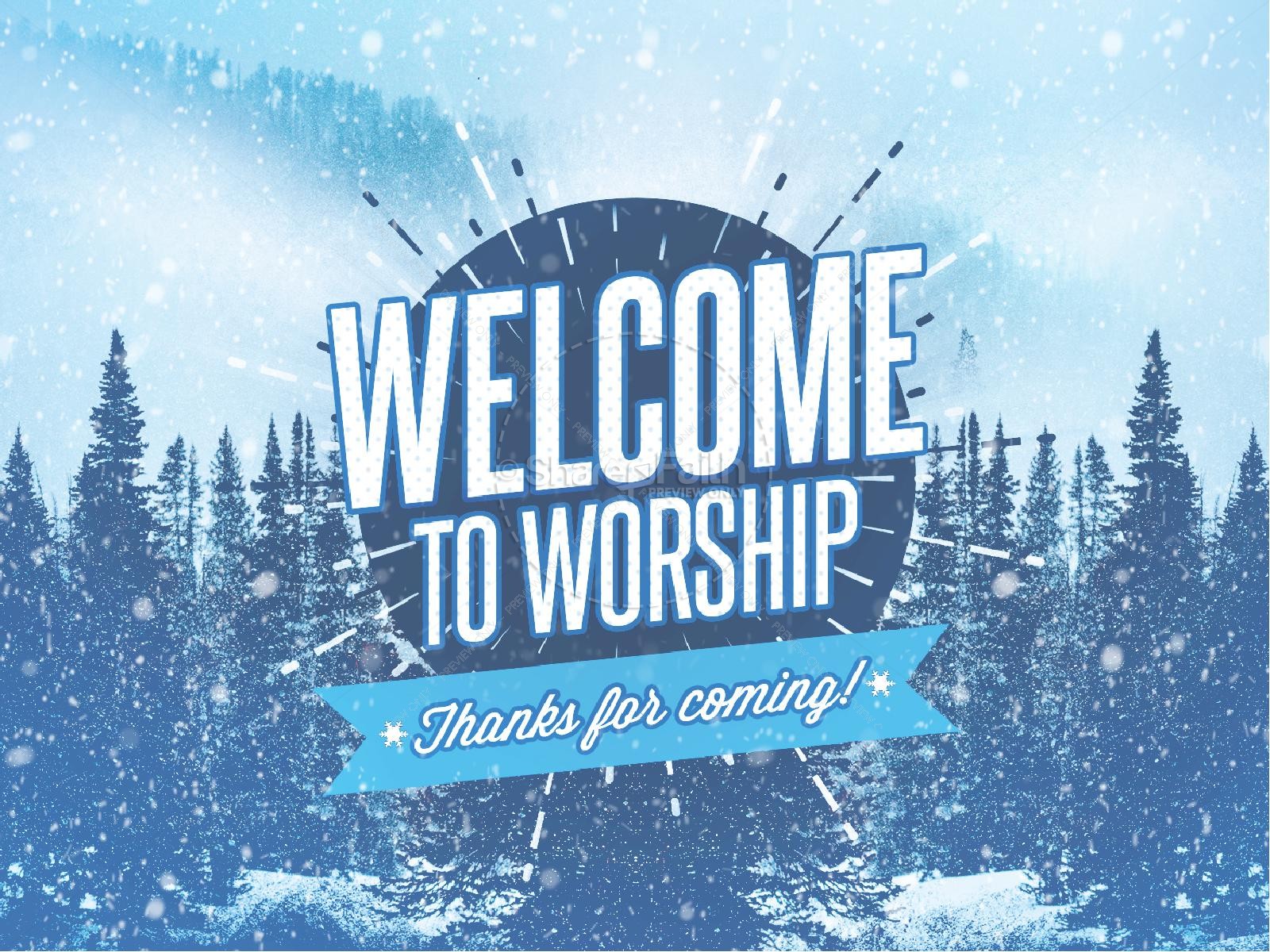 Winter Retreat Snowy Church PowerPoint Thumbnail 2
