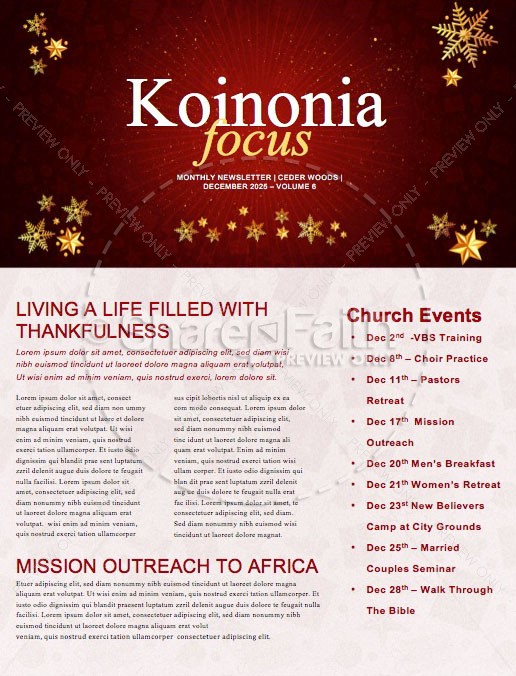 Merry Christmas Service Newsletter Template Thumbnail Showcase