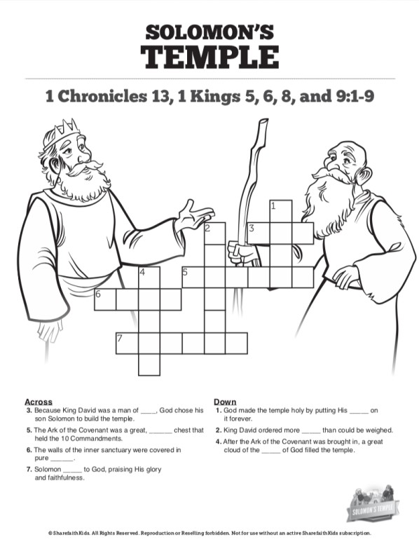1 Kings 8 Solomon's Temple Sunday School Crossword Puzzles Thumbnail Showcase