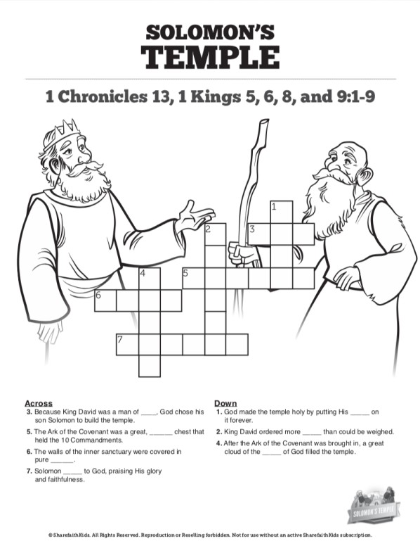 1 Kings 8 Solomon s Temple Sunday School Crossword Puzzles Clover Media