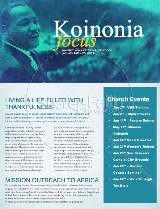 Martin Luther King Jr Day Service Newsletter Thumbnail Showcase