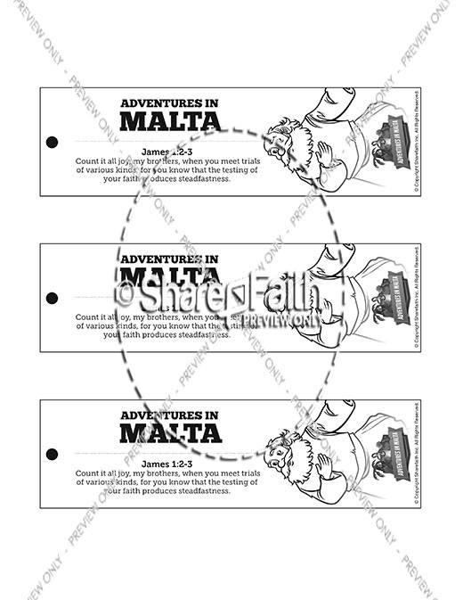 Acts 28 Adventures in Malta Bible Bookmarks Thumbnail Showcase