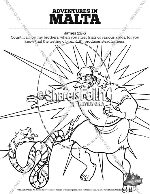 Acts 28 Adventures in Malta Sunday School Coloring Pages Thumbnail Showcase