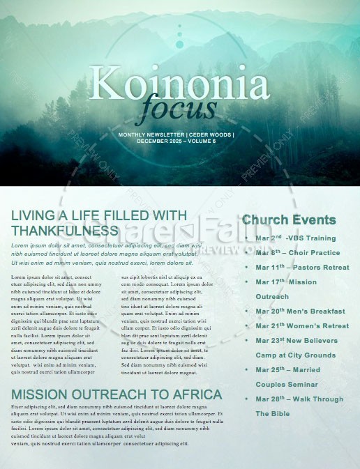 Prayer Service Church Newsletter | page 1