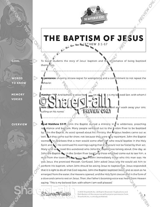 Matthew 3 The Baptism of Jesus Curriculum