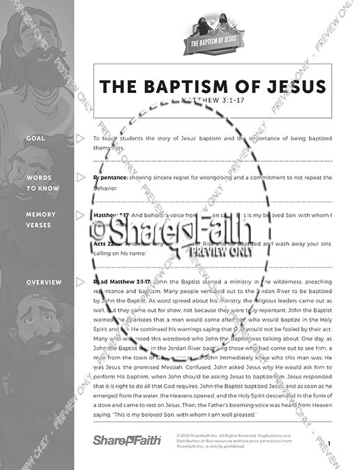 Matthew 3 The Baptism of Jesus Curriculum Thumbnail Showcase