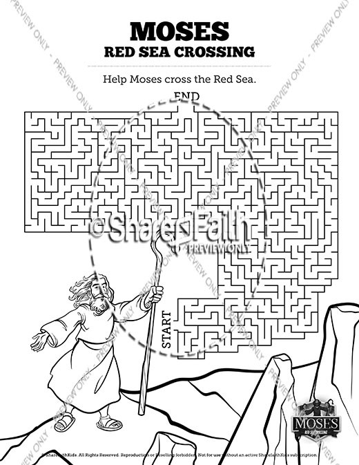 Exodus 12 Moses and The Red Sea Crossing Sunday School Lesson For Kids Mazes Thumbnail Showcase