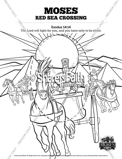 Exodus 12 Moses and The Red Sea Crossing Sunday School Coloring Pages Thumbnail Showcase