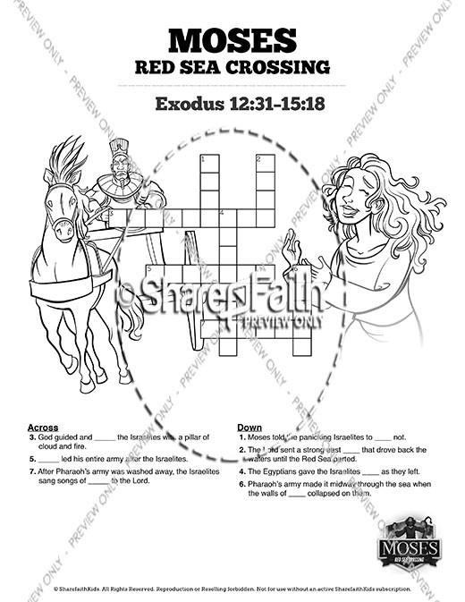 Exodus 12 Moses and The Red Sea Crossing Sunday School Crossword Puzzles Thumbnail Showcase