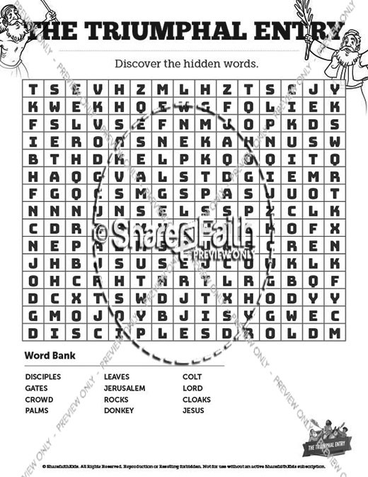 Luke 19 The Triumphal Entry Bible Word Search Puzzles Thumbnail Showcase