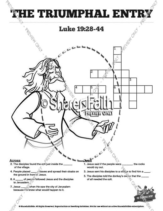 Luke 19 The Triumphal Entry Sunday School Crossword Puzzles Thumbnail Showcase