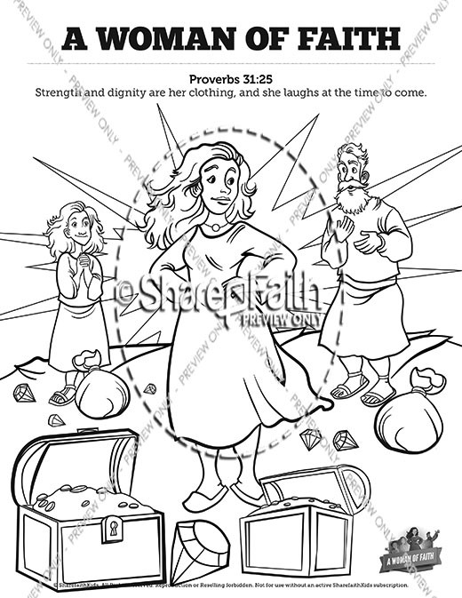 Proverbs 31 A Woman of Faith Sunday School Coloring Pages Thumbnail Showcase
