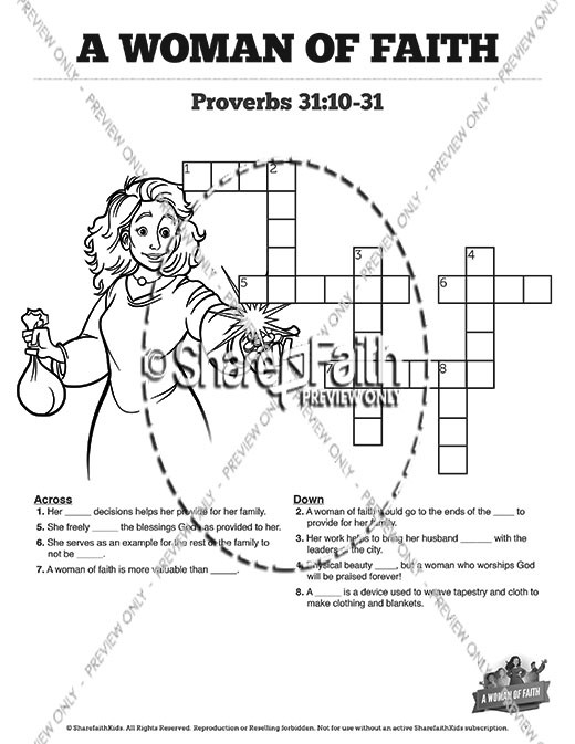 Proverbs 31 A Woman of Faith Sunday School Crossword Puzzles Thumbnail Showcase
