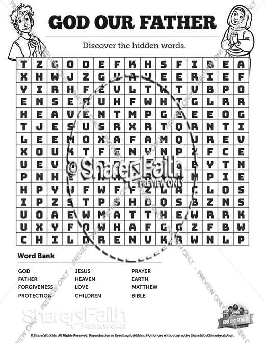 Matthew 6 God our Father Bible Word Search Puzzles