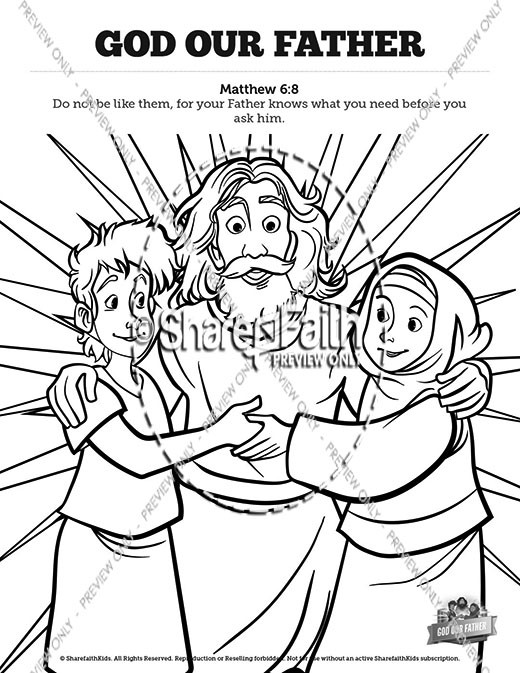 Matthew 6 God our Father Sunday School Coloring Pages Thumbnail Showcase