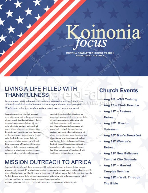 Labor Day Picnic Church Newsletter | page 1