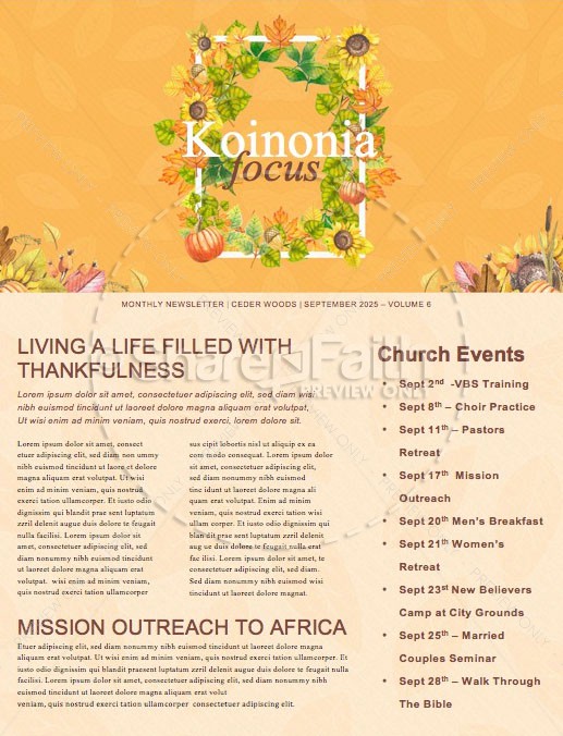 Harvest Party Church Newsletter | page 1