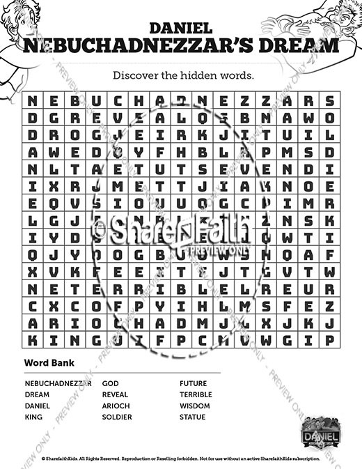 Daniel 2 Nebuchadnezzar's Dream Bible Word Search Puzzles Thumbnail Showcase