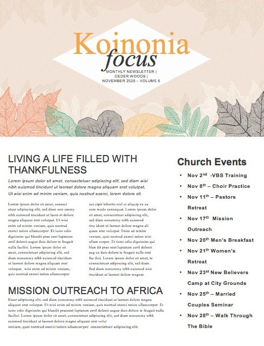 Autumn Festival Church Sermon Newsletter