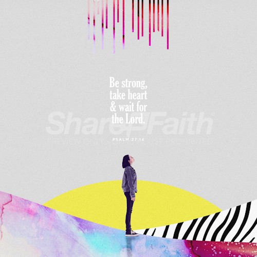 Be Strong Wait For The Lord Girl Looking Up Social Media Graphic