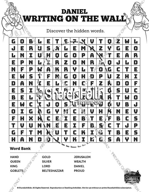 Daniel 5 Writing On The Wall Bible Word Search Puzzles