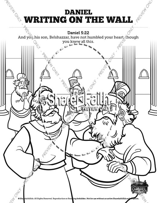 Daniel 5 Writing On The Wall Sunday School Coloring Pages Thumbnail Showcase
