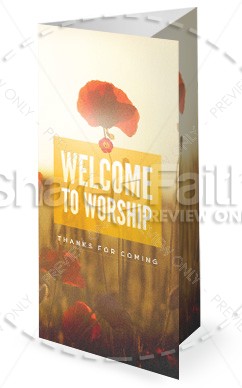 Welcome To Worship Poppy Trifold Bulletin Thumbnail Showcase