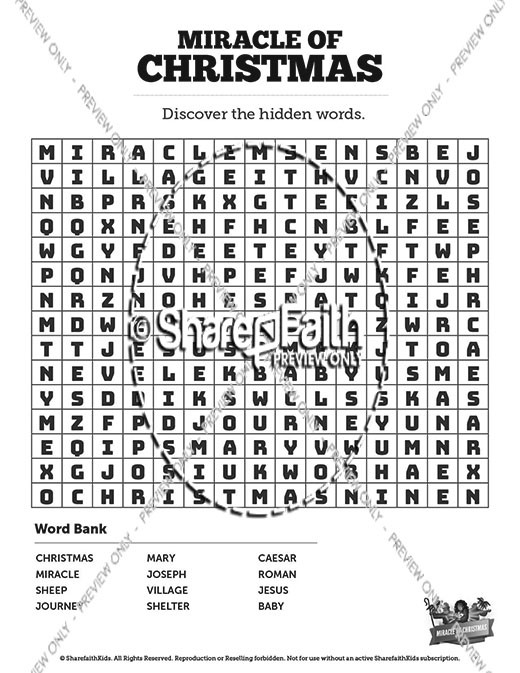 Luke 2 The Miracle of Christmas Bible Word Search Puzzles Thumbnail Showcase