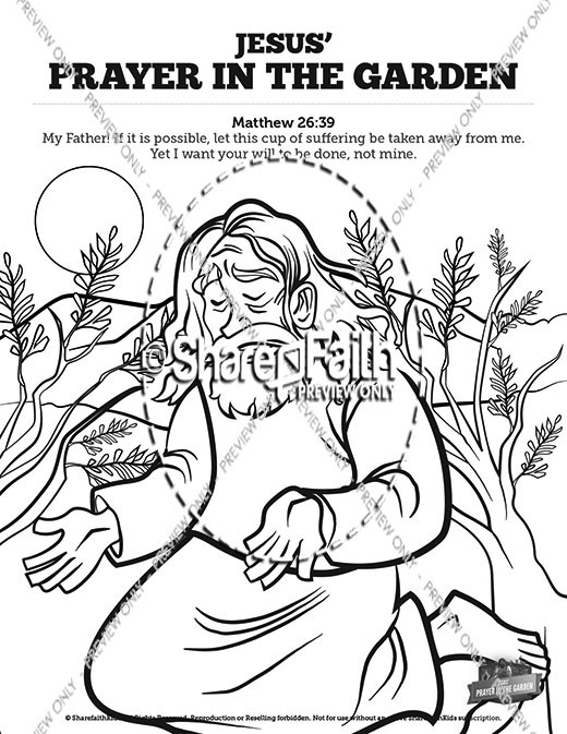 Matthew 26 Prayer in the Garden Sunday School Coloring Pages Thumbnail Showcase