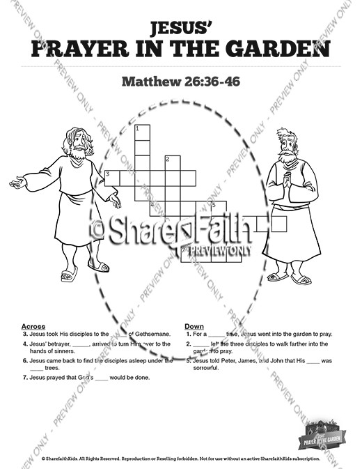 Matthew 26 Prayer in the Garden Sunday School Crossword Puzzles Thumbnail Showcase