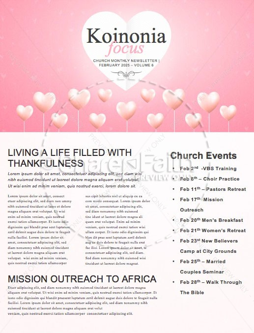 Valentine's Day Church Newsletter Thumbnail Showcase