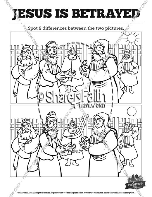 Matthew 26 Jesus is Betrayed Spot the Differences | Sharefaith Kids