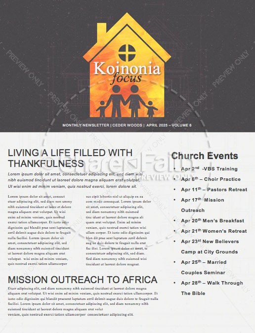 Family Matters House Church Newsletter Thumbnail Showcase