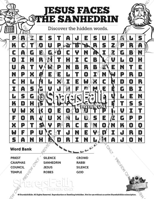 Matthew 26 Jesus Before the Sanhedrin Bible Word Search Puzzles