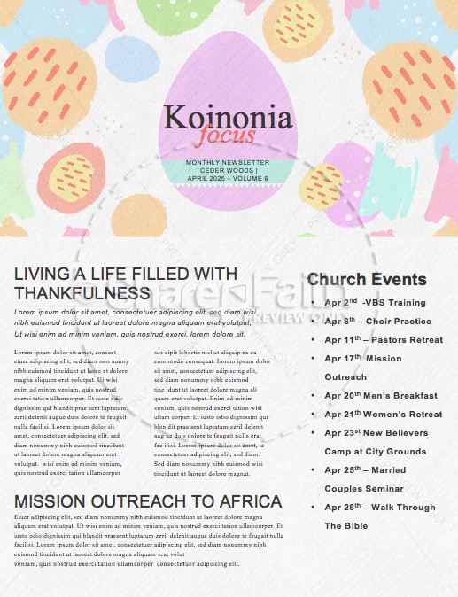 Easter Egg Hunt Pastel Church Newsletter Thumbnail Showcase