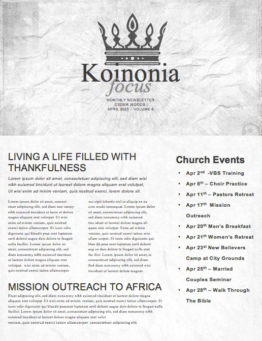 Death To Life Church Newsletter
