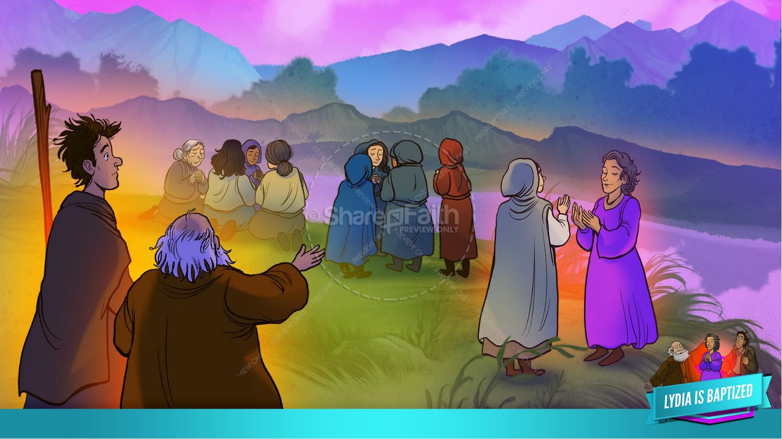 Acts 16 Lydia is Baptized Kids Bible Story Thumbnail 26