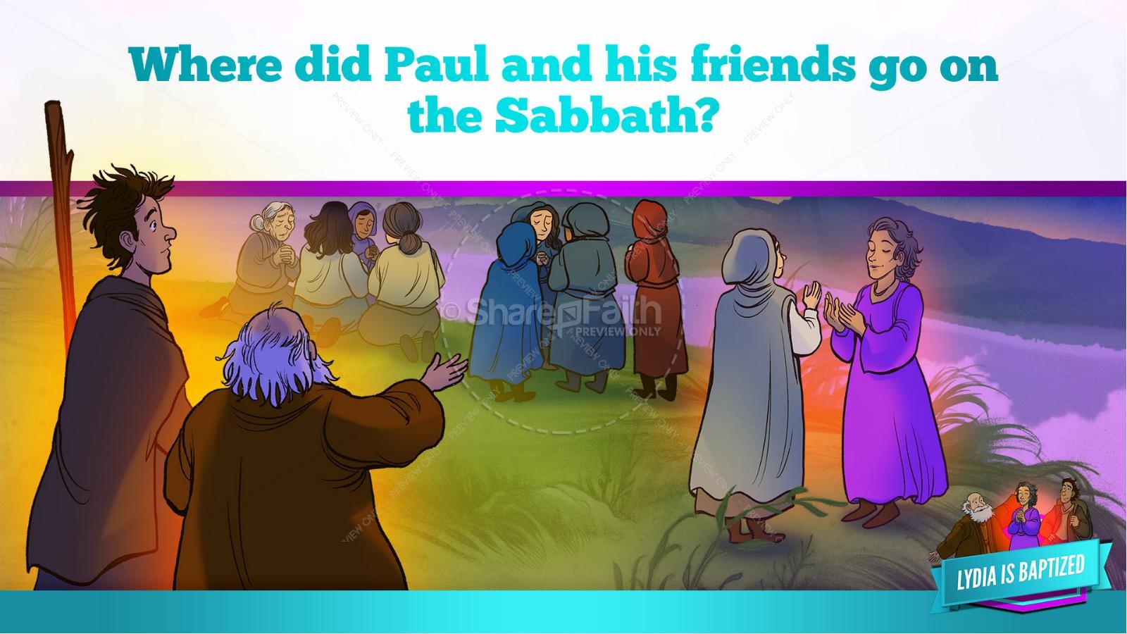 Acts 16 Lydia is Baptized Kids Bible Story Thumbnail 27