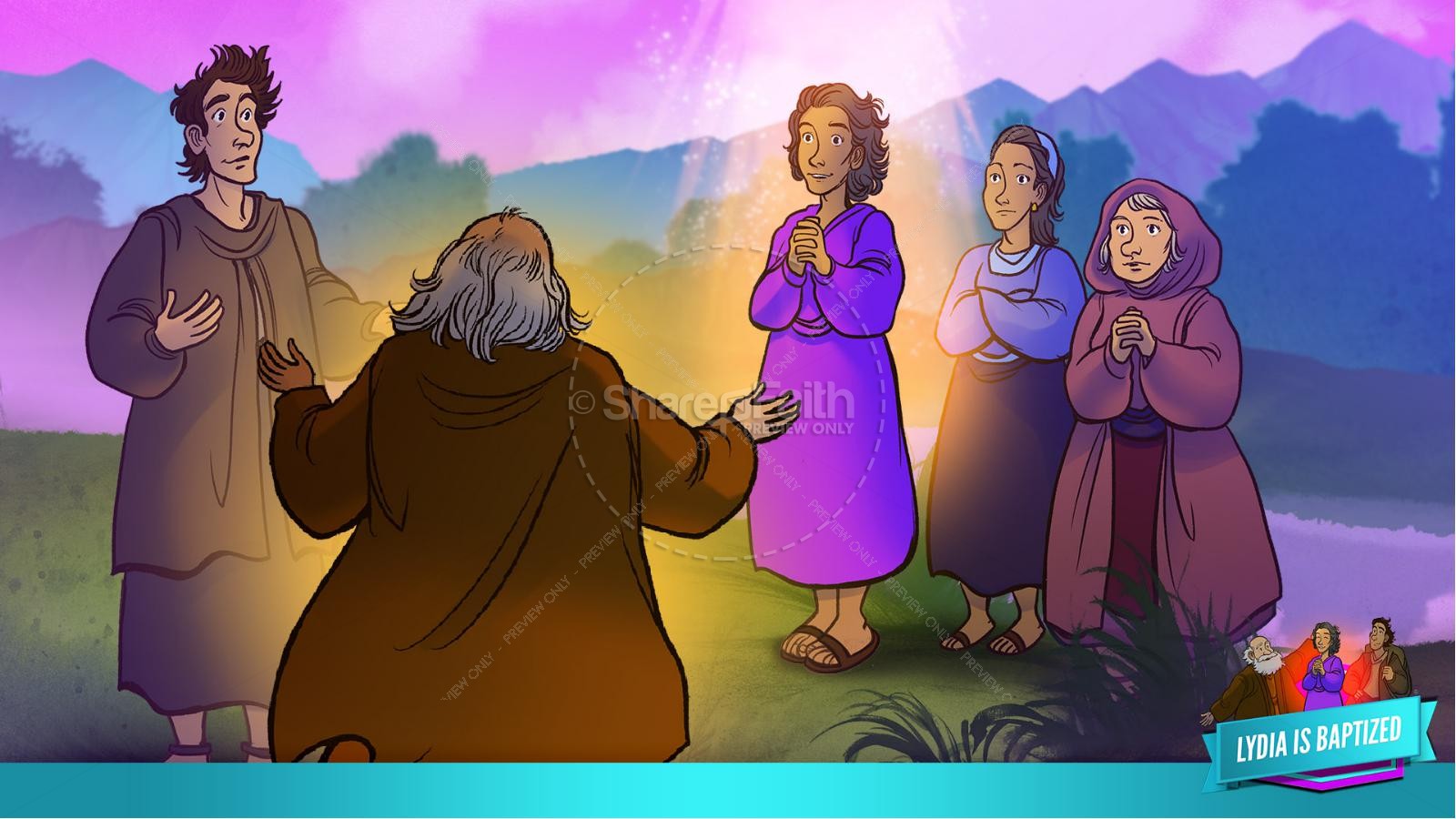Acts 16 Lydia is Baptized Kids Bible Story Thumbnail 30