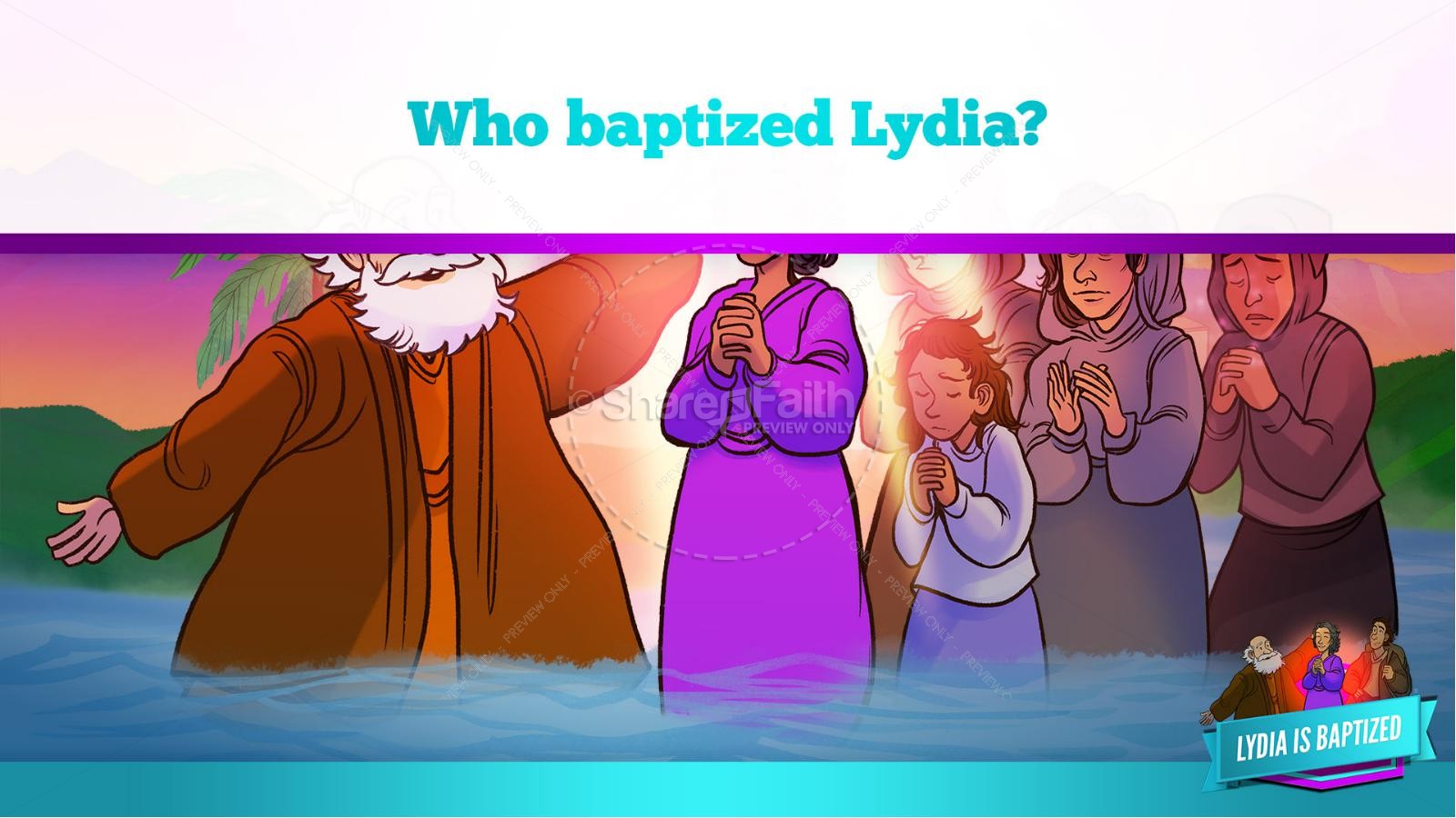 Acts 16 Lydia is Baptized Kids Bible Story Thumbnail 35