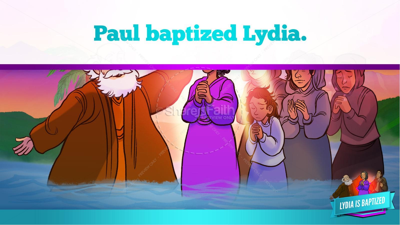 Acts 16 Lydia is Baptized Kids Bible Story Thumbnail 36
