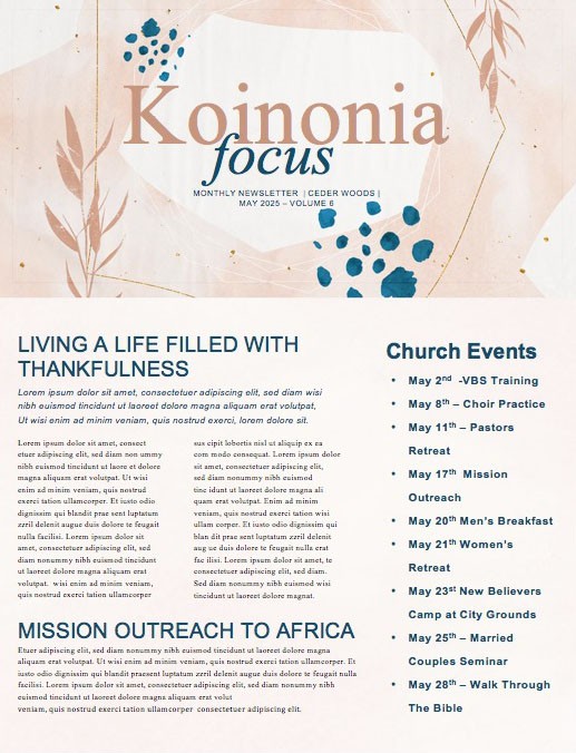 Mother's Day Church Monthly Newsletter