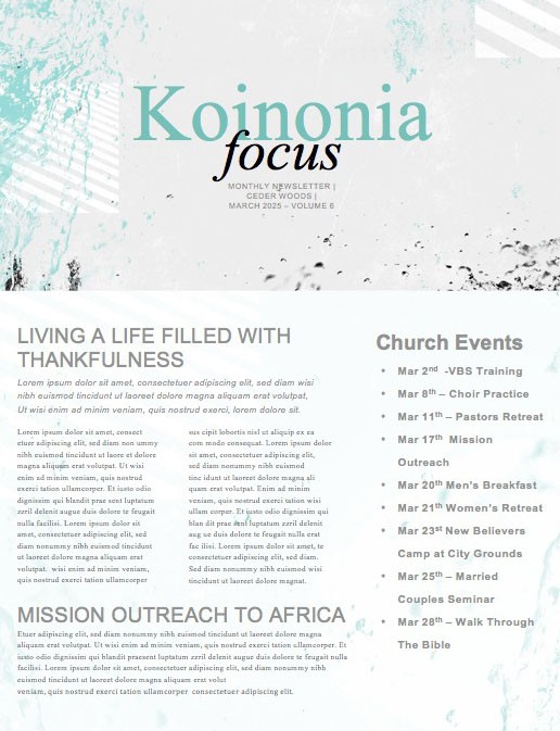Baptism Sunday Church Newsletter Graphic Free Trial Thumbnail Showcase