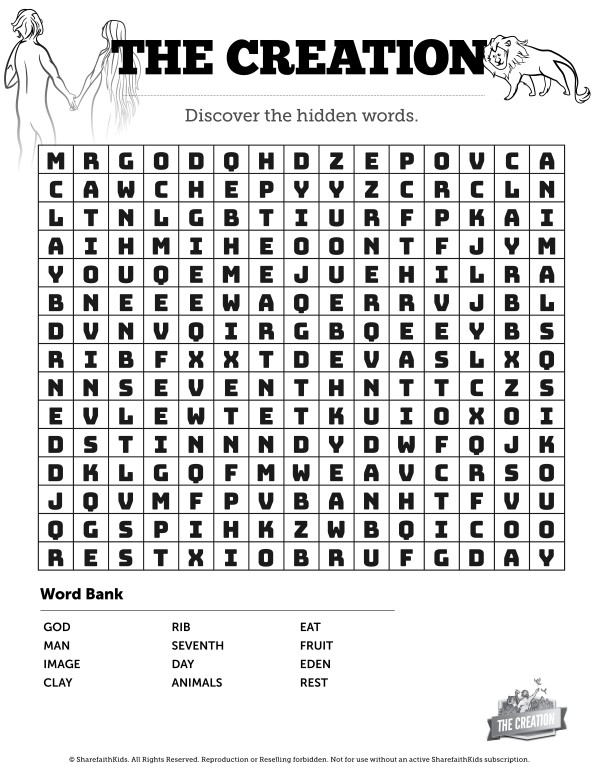 The Creation Story Bible Word Search Puzzles Free Trial